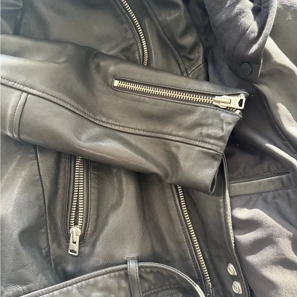 All Saints Renzo Men’s Black Leather Biker Jacket - Picture 9 of 11